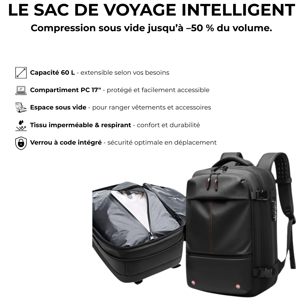 Orabag – Sac à dos extensible 25 à 60 L avec compression sous vide